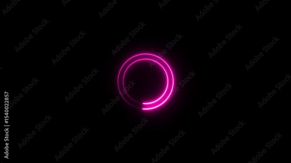 Canvas Prints neon light circle frame loading icon on black background. abstract electric pink color line circle a