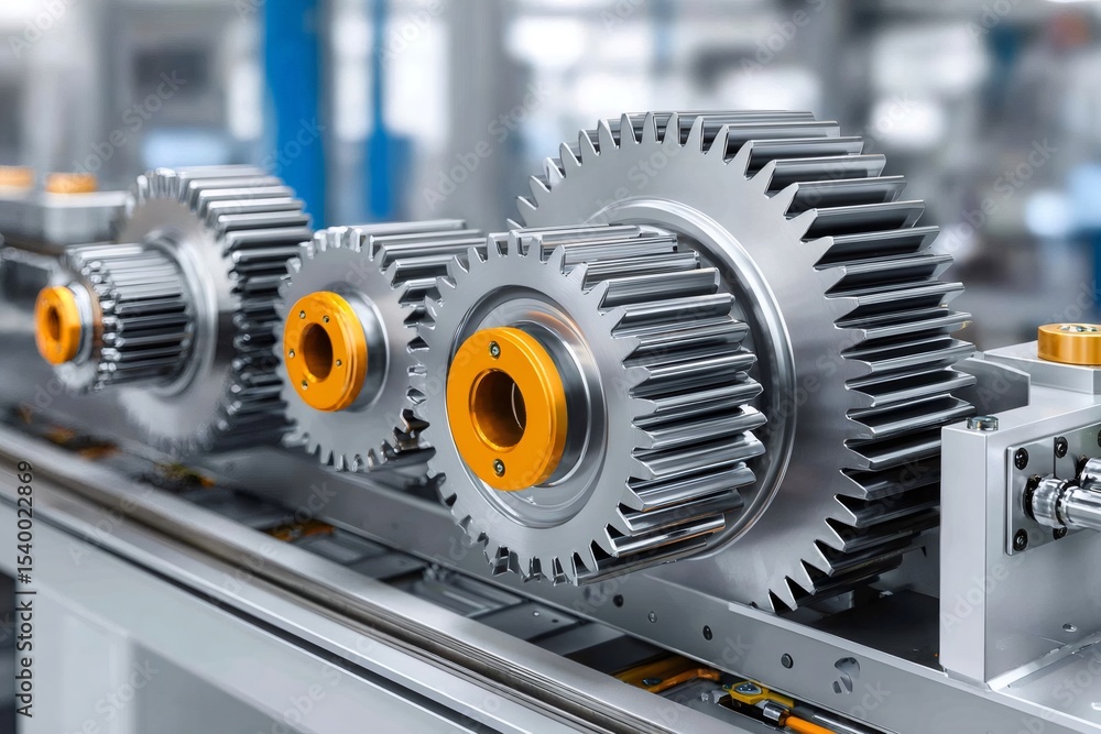 Poster gears rotating smoothly in modern industrial machine