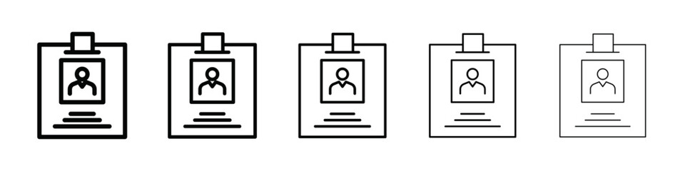 Employee id card icon isolated vector on white background set