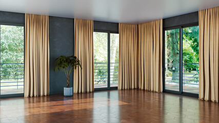 Obraz premium Large luxury modern bright interiors Living room mockup illustration 3D rendering image