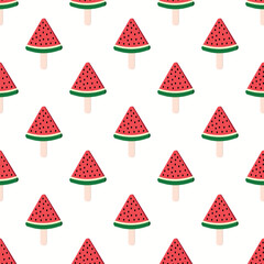 Watermelon ice cream seamless pattern. light background. summer design for Prints, Wrapping Paper, Wallpaper, Textiles, Stationery, and Fabric