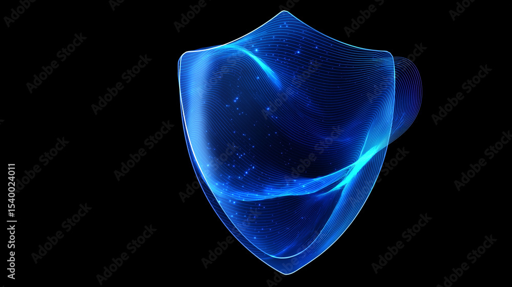 Poster an abstract shield of waves representing post-quantum defense
