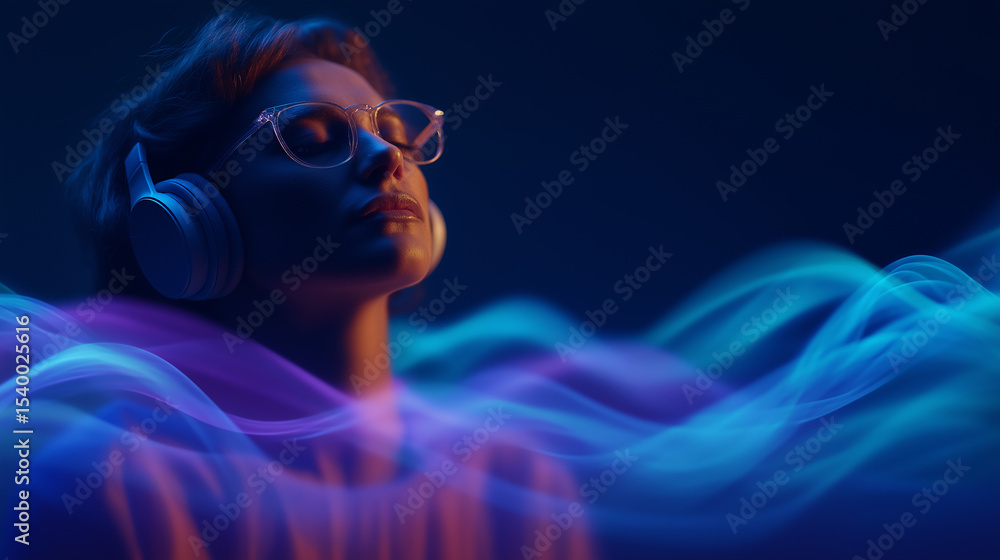 Poster Remote Worker Focused on Productivity with Data Waves