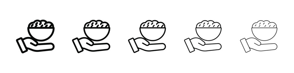 Food donation icon isolated vector on white background set