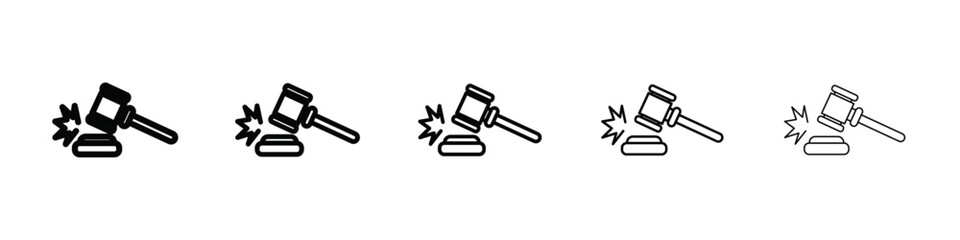 Gavel icon isolated vector on white background set