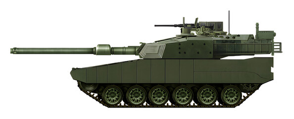 ET-1A1 MBT (concept of a new MBT with a 120mm gun, active protection system and a turret with a loading mechanism in its stern)