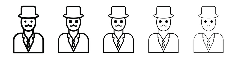 Fototapeta premium Gentleman icon isolated vector on white background set