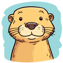 Cute otter portrait in cartoon style.