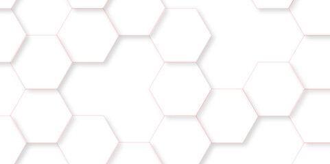 Hexagon concept design abstract technology background. with 3D Futuristic honeycomb mosaic white background .Science network pattern, connecting lines and dots Medical background, Vector illustration