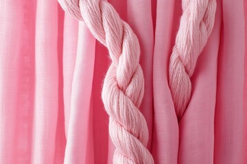 Pink Braided Yarn Weaving through Delicate Pink Fabric