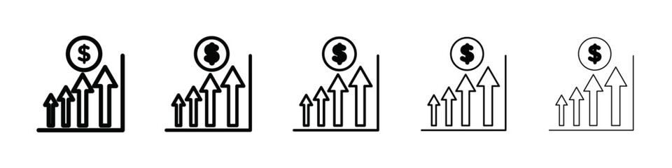 Growing graph Icon isolated vector on white background set