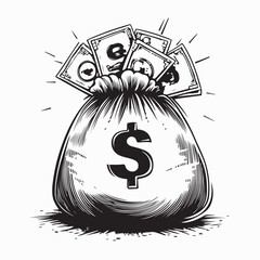 Full Sack With Money Dollars Financial Image Vector Isolated on white background. © Istianah