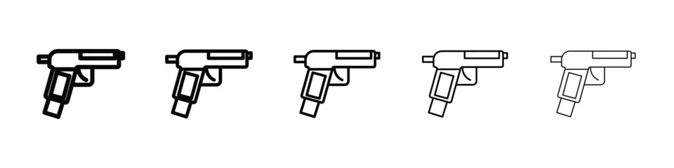 Gun with ammunition icon isolated vector on white background set