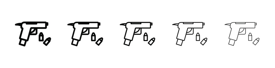 Gun with ammunition icon isolated vector on white background set