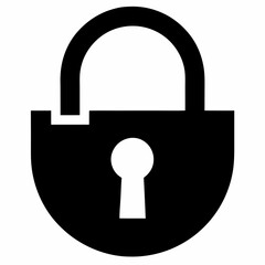 Unlock black vector silhouette on white background
