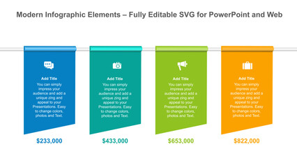 Vertical Financial Data Banners with Icons – PowerPoint Infographic Slide. Fully editable vector SVG file compatible with PowerPoint, Illustrator, and most vector-based applications. Infographic.
