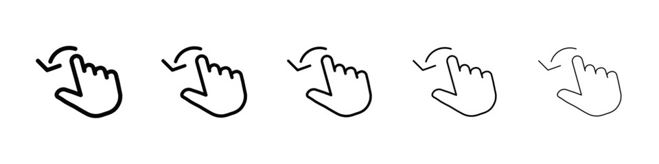 Hand, fingers, gesture, swipe, rotate icon isolated vector on white background set