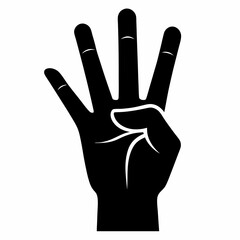 Hand gesture vector black silhouette on white background