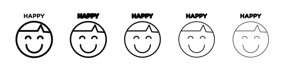 Happy boy face icon isolated vector on white background set