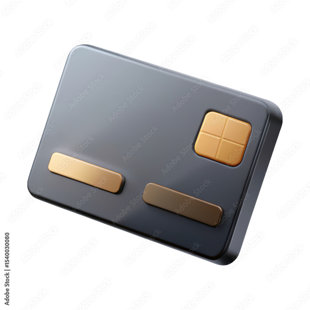 Poster detailed 3d rendering plasticstyle icon of a credit card isolated on transparent background with gol