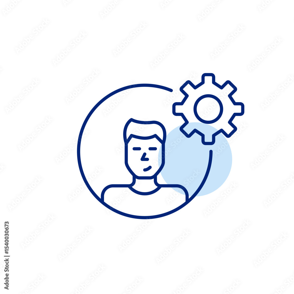 Poster user avatar and cogwheel. account settings, admin or user control. customization, hr or user managem