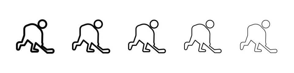 Hockey player icon isolated vector on white background set