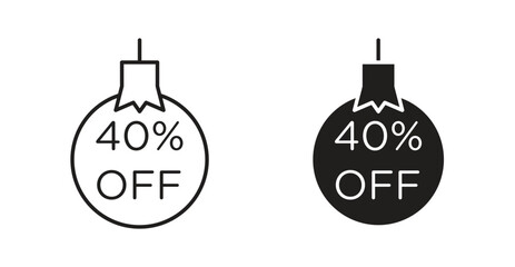 Christmas ball with 40 off discount icon
