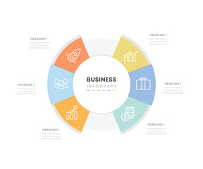 circular diagram data visualization infograph 6 section