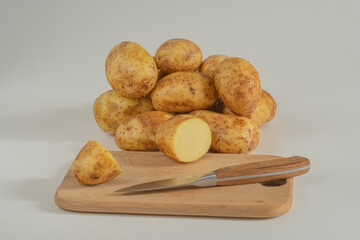 potatoes and knife