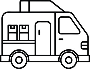 Outlined service utility truck with box compartments on the side.




