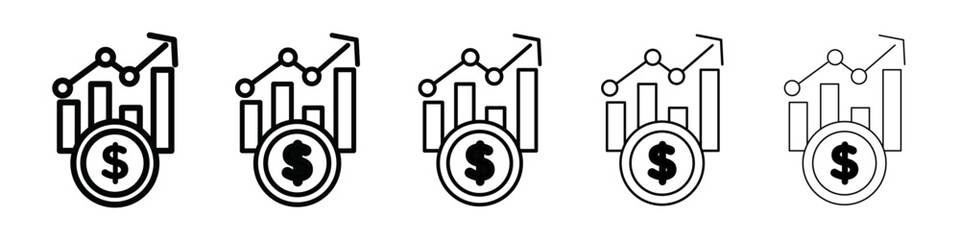 Increase money icon isolated vector on white background set