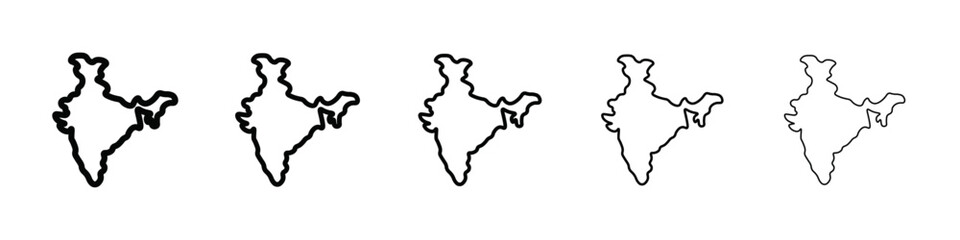 Indian map icon isolated vector on white background set