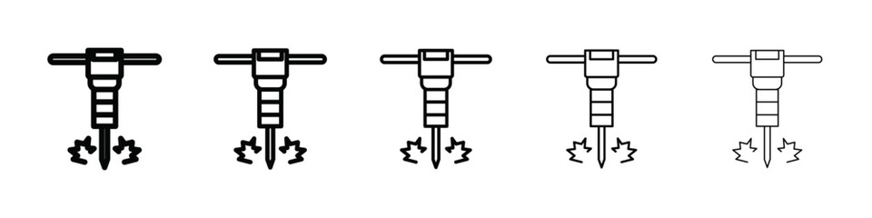 jack hammer icon isolated vector on white background set