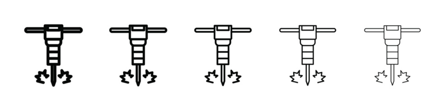 jack hammer icon isolated vector on white background set