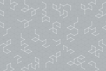Seamless pattern in a geometric tech style with a grey base and abstract line connections