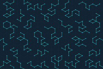 Elegant tech style geometric seamless pattern with connected points and abstract line structures