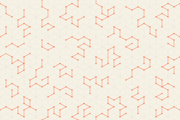 Minimalist technology geometric seamless background with abstract glowing dots and hexagonal paths