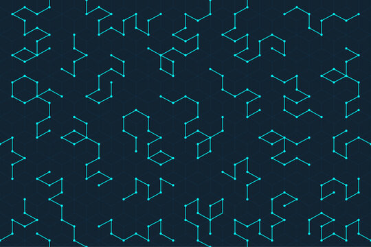 Elegant tech style geometric seamless pattern with connected points and abstract line structures
