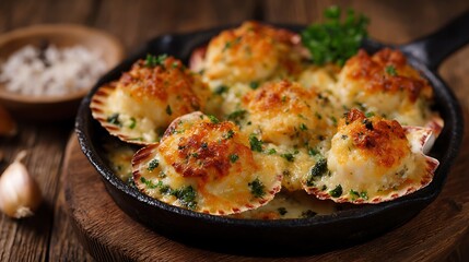 Delicious seafood curry served in coconut shells