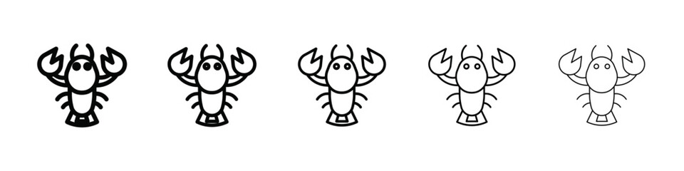 lobster icon isolated vector on white background set
