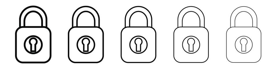 Lock icon isolated vector on white background set