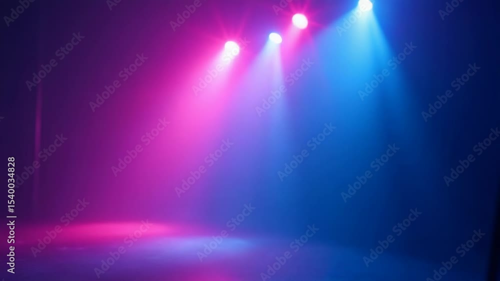 Poster a stage with various lights arranged in a specific configuration.