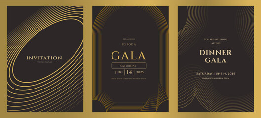 Elegant Golden Gala Dinner Invitation Templates Vector Design
