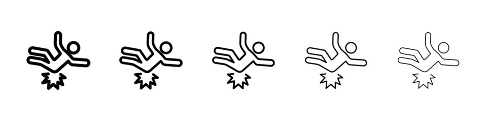 man fall down icon isolated vector on white background set