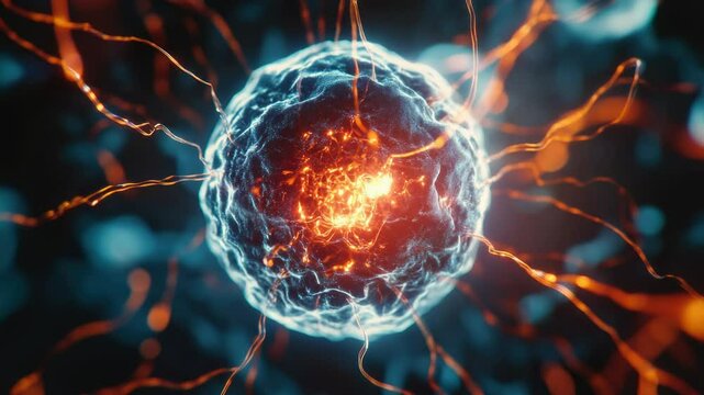 A close-up view of a ball of plasma, highlighting its intense heat and energy.