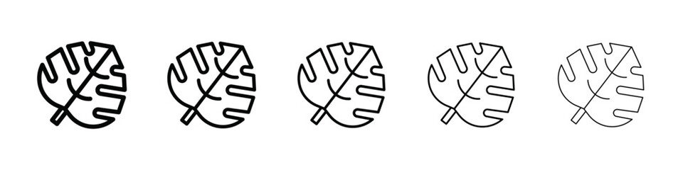 Monstera leaves icon isolated vector on white background set