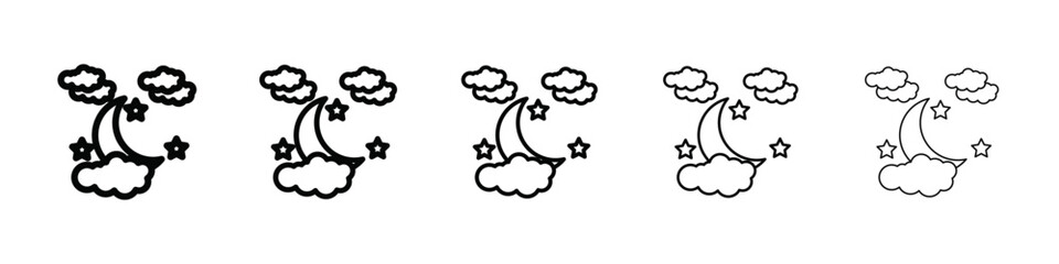 Moon and stars icon isolated vector on white background set