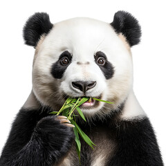 Obraz premium Adorable panda eating bamboo wildlife animal cute bear species zoo on transparent background