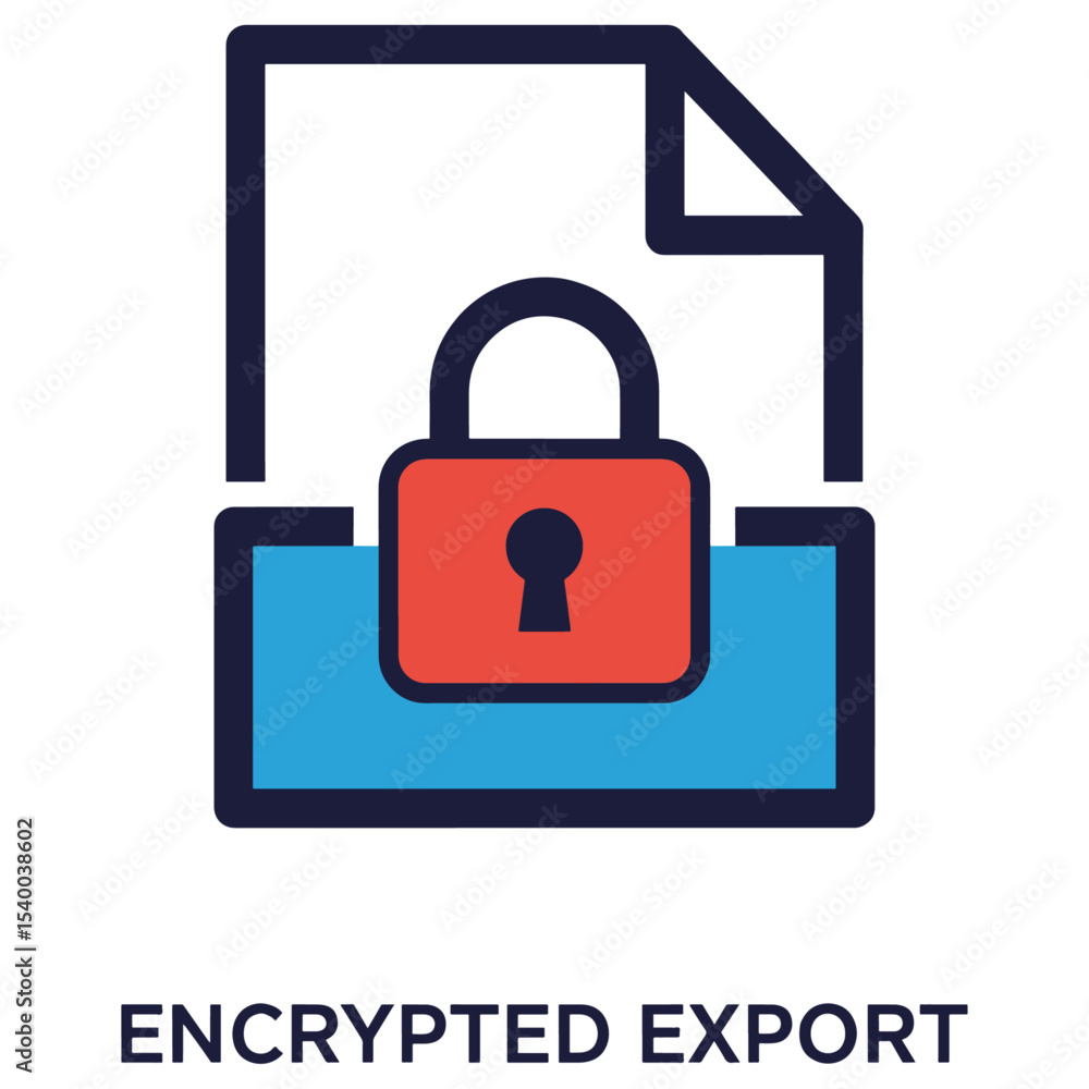 Poster icon a document file with corner fold a lock set atop a blue rectangle