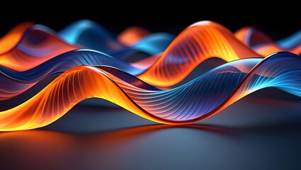 Abstract blue and orange glass waves background